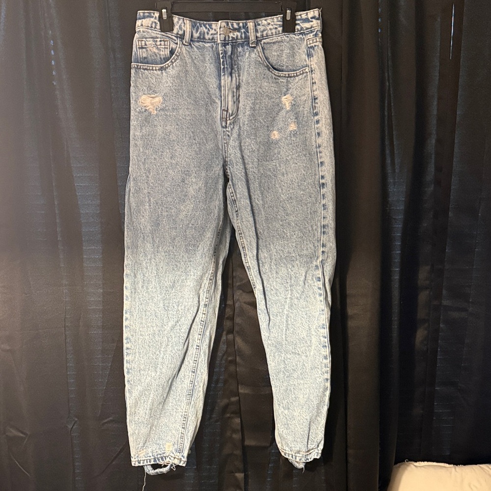 SHEIN Light Blue Distressed Boyfriend Jeans